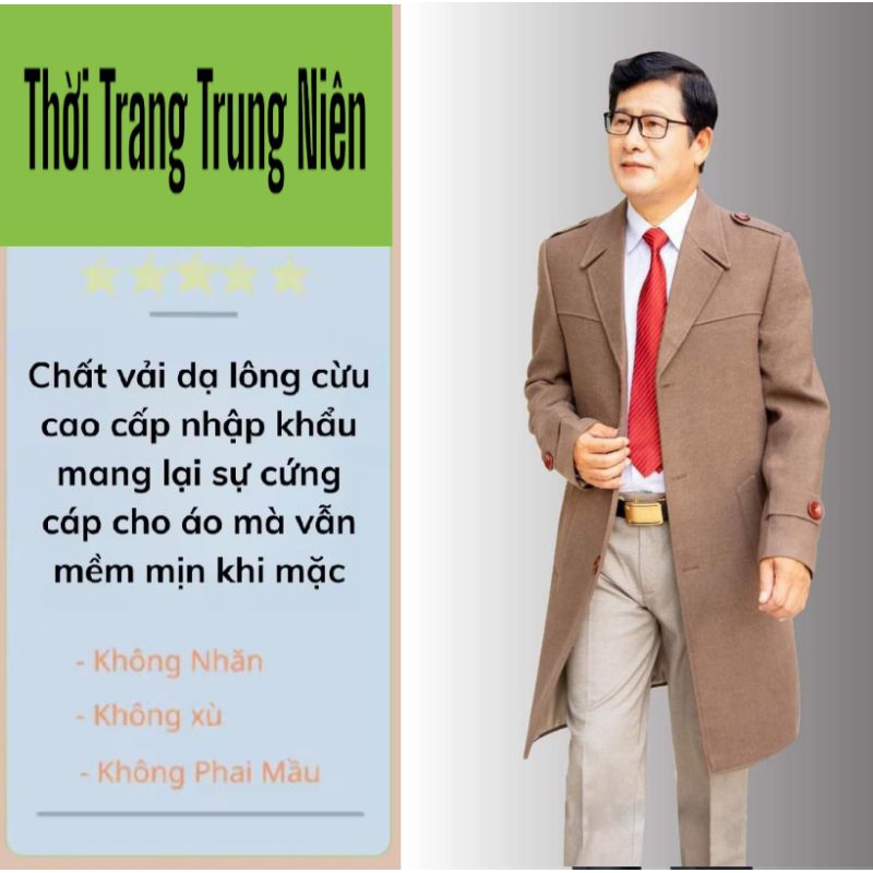 Mua 1 Áo tặng 2 món quà Áo măng tô trung niên Hàn Quốc-thoitrangcenter