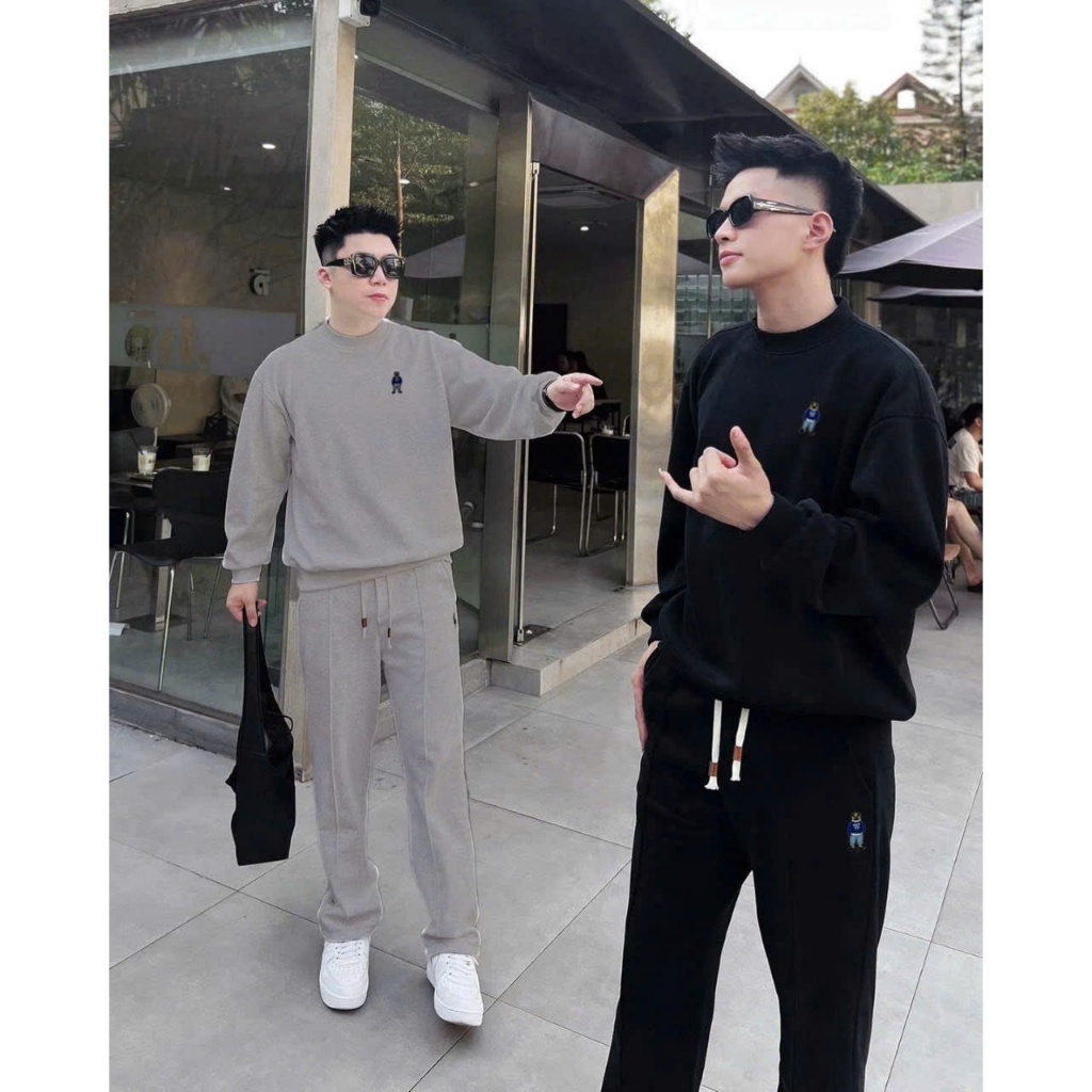 Set Bộ Quần Áo Nỉ Thu Đông Logo Thêu Chất Nỉ 2 Da Dày Dặn Quần Có Dây Rút Hot Nhất 2024-thoitrangcenter