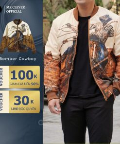 Áo khoác nam bomber MK CLEVER Cowboy chất liệu vải gió trần bông dày dặn