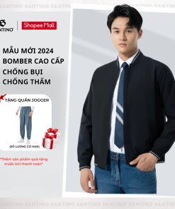 [Tặng Kèm Quần Jogger ] Áo Khoác Bomber Nam Cao Cấp Santino Công Nghệ Chống Thấm
