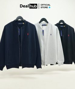 Áo Bomber Ralph Lauren Dây Kéo Nỉ Chân Cua Khoác Thêu Ngựa Dày Dặn Form Châu Âu Oversize-thoitrangcenter