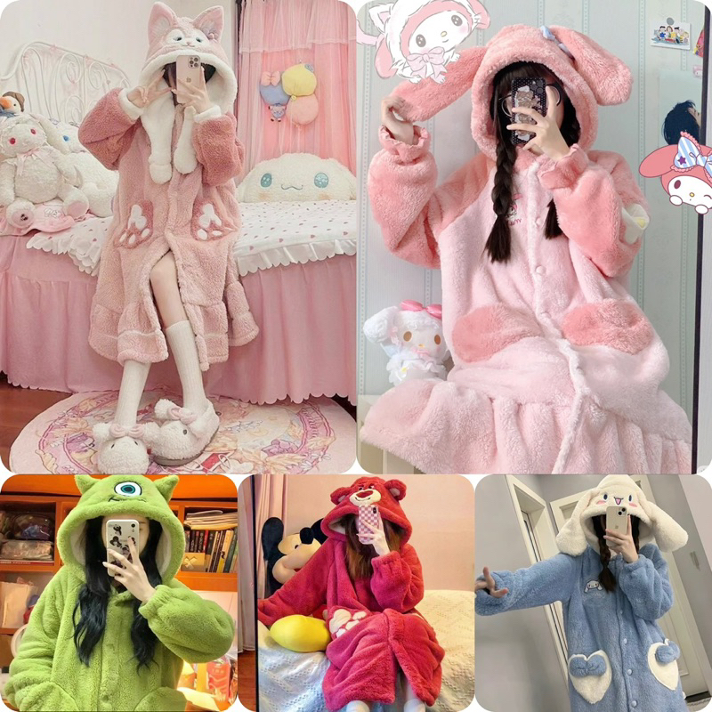 (Hàng sẵn ) Váy ngủ lông 2 mặt mềm mịn dễ thương váy ngủ mùa đông ấm áp dày dặn SOMINO Xưởng may Sm-thoitrangcenter