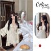 [Hoả tốc-Che tên] Set Váy Ngủ 2 Dây Quảng Châu Kèm Áo Choàng In Hoa-thoitrangcenter