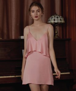 Hisexy Váy Ngủ Nữ Đầm ngủ Lụa Satin Trơn Dáng Xuông Liền Thân MD21-thoitrangcenter