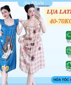 đầm váy ngủ 2 dây cánh tiên dáng rộng xinh yêu chất lụa xước siêu mềm mịn và thoải mái-thoitrangcenter