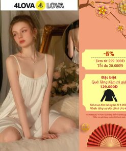 Váy Ngủ 2 Dây Lụa Satin 4LOVA Cao Cấp Dáng Suông Buộc Nơ Lưng EVA130-thoitrangcenter