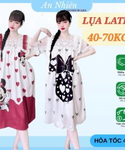 Đầm váy ngủ tiểu thư cổ vuông lụa xước cao cấp phối ren mềm in 5D sắc nét sang chảnh dễ thương-thoitrangcenter