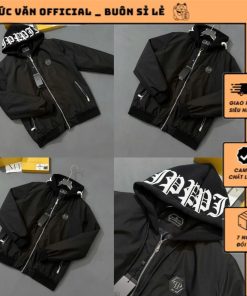 Áo Khoác Gió Trần Bông Philip Plen Phối Mũ Nỉ Mix chữ Khóa Chuẩn Siêu Nét_Áo Khoác Gió Hoddie Trần Bông Logo Titan Chuẩn-thoitrangcenter