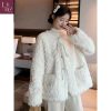 Áo khoác mùa đông Lena lông cừu thắt nơ